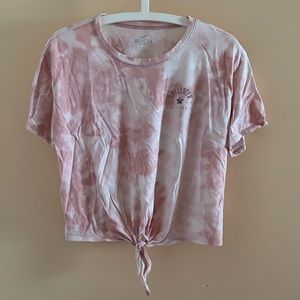 Hollister pink tie dye knitted top